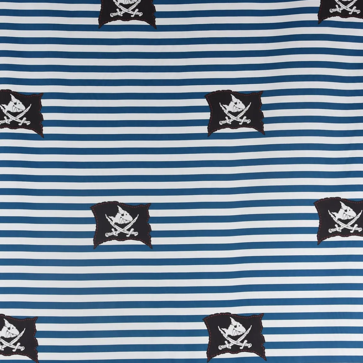 Villa Coppenrath Capt´n Sharky Dekostoff Baumwollstoff Gardinenstoff Meterware Streifen Piratenflagge blau weiß 140cm