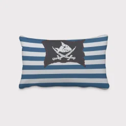 Villa Coppenrath Capt´n Sharky Dekostoff Baumwollstoff Gardinenstoff Meterware Streifen Piratenflagge blau weiß 140cm