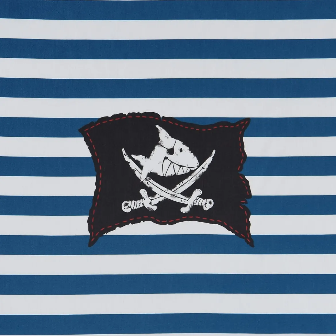 Villa Coppenrath Capt´n Sharky Dekostoff Baumwollstoff Gardinenstoff Meterware Streifen Piratenflagge blau weiß 140cm