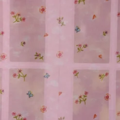Villa Coppenrath Gardinenstoff Voile Meterware rosa Lillifee Lillieblum Blumen Schmetterlinge Herzchen H: ca. 2,90m