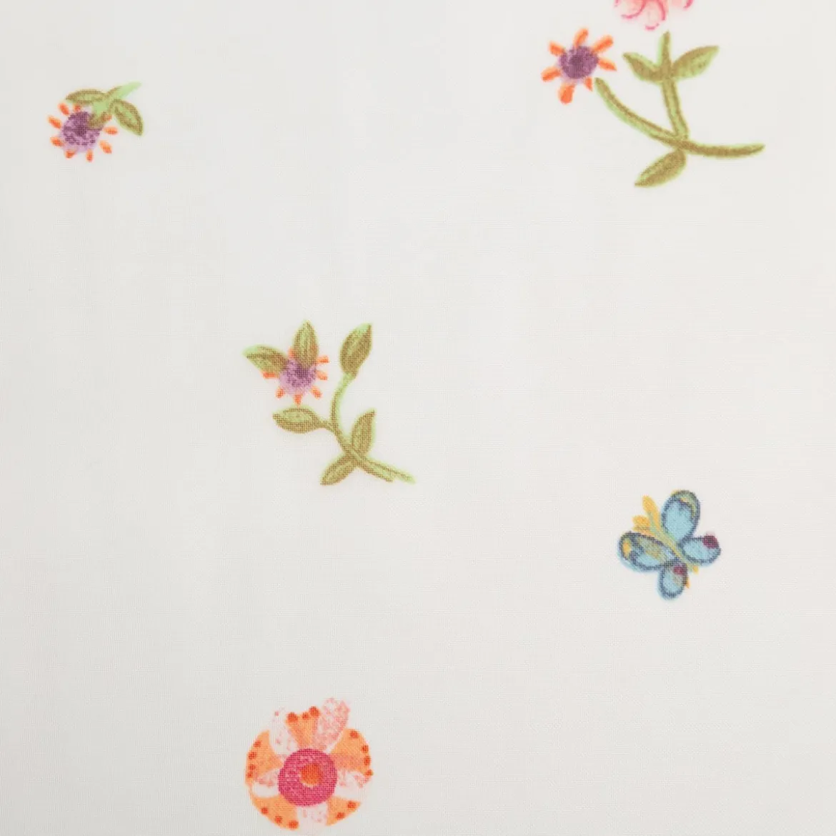 Villa Coppenrath Gardinenstoff Voile weiß Blumen Schmetterlinge 290 cm