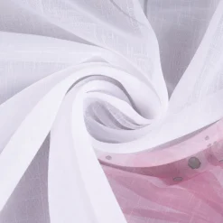 Vision S Gardinenstoff Meterware transparente Leinenstruktur Blumen wollweiß mauve 290cm