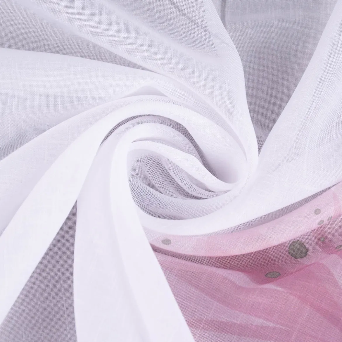 Vision S Gardinenstoff Meterware transparente Leinenstruktur Blumen wollweiß mauve 290cm