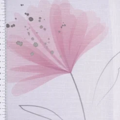 Vision S Gardinenstoff Meterware transparente Leinenstruktur Blumen wollweiß mauve 290cm