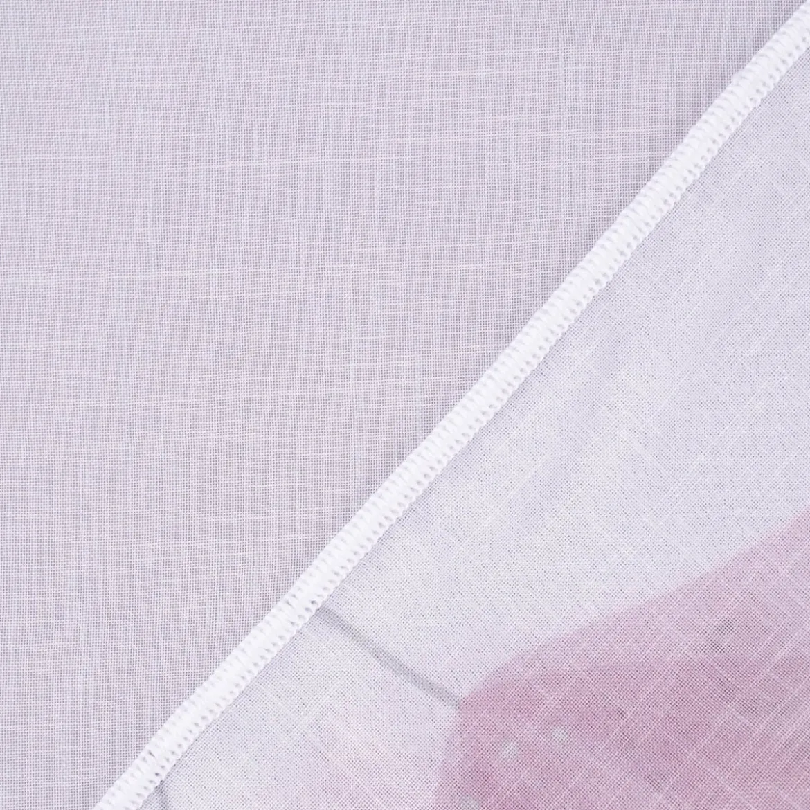 Vision S Gardinenstoff Meterware transparente Leinenstruktur Blumen wollweiß mauve 290cm