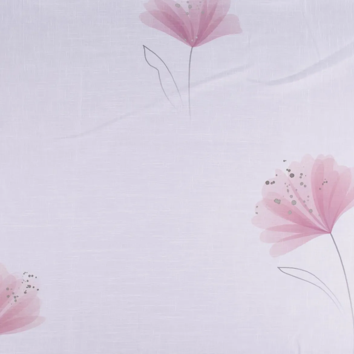 Vision S Gardinenstoff Meterware transparente Leinenstruktur Blumen wollweiß mauve 290cm