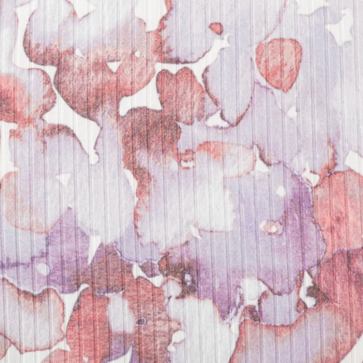 Viskosejersey Rippjersey Digitaldruck Flowers Aquarell Blumen abstrakt ecru violett 1,2m Breite
