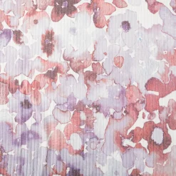 Viskosejersey Rippjersey Digitaldruck Flowers Aquarell Blumen abstrakt ecru violett 1,2m Breite