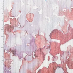 Viskosejersey Rippjersey Digitaldruck Flowers Aquarell Blumen abstrakt ecru violett 1,2m Breite