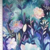 Viskose Jersey Stoff mit Digitaldruck Blumen blau mint lila 1,5m Breite
