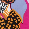 Viskose Popeline Stoff Retro Blumen lila bunt 1,44m Breite