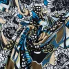 Viskose Popeline Stoff Retro Blumen blau grün 1,44m Breite