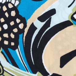 Viskose Popeline Stoff Retro Blumen blau grün 1,44m Breite