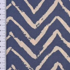Viskosestoff Bekleidungsstoff Radiance Chevronmuster ZIG ZAG blau beige 1,40m Breite