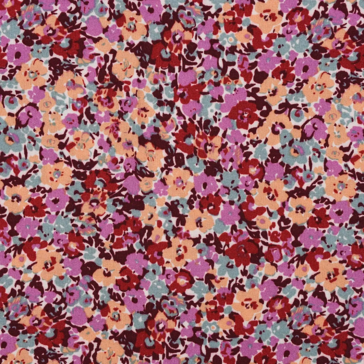Viskosestoff Bekleidungsstoff Radiance Flowers Alloverblümchen rosa rot 1,45m Breite