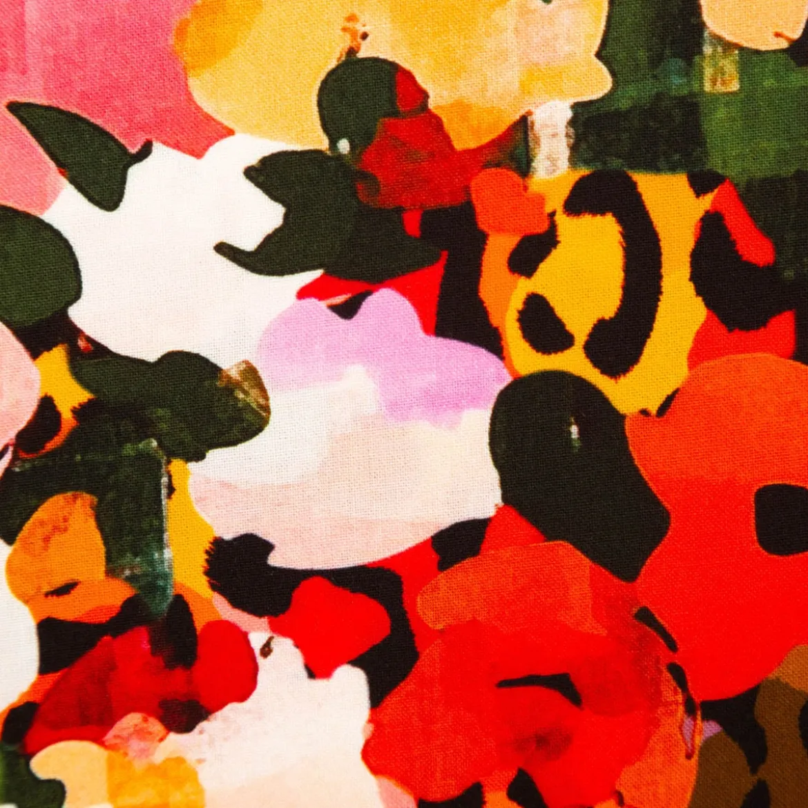 Viskose Stoff für Bekleidung Aquarell-Blüten rosa grün 140cm Stoffbreite