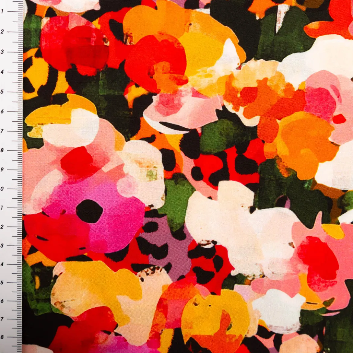 Viskose Stoff für Bekleidung Aquarell-Blüten rosa grün 140cm Stoffbreite