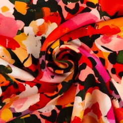 Viskose Stoff für Bekleidung Aquarell-Blüten rosa grün 140cm Stoffbreite