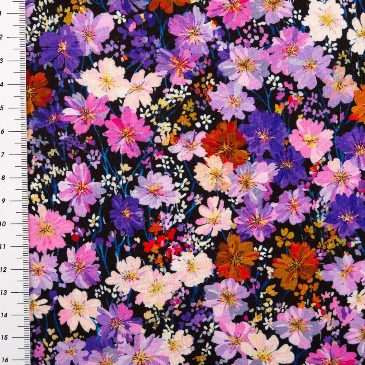 Viskose Stoff für Bekleidung Blumen lila 140cm Stoffbreite
