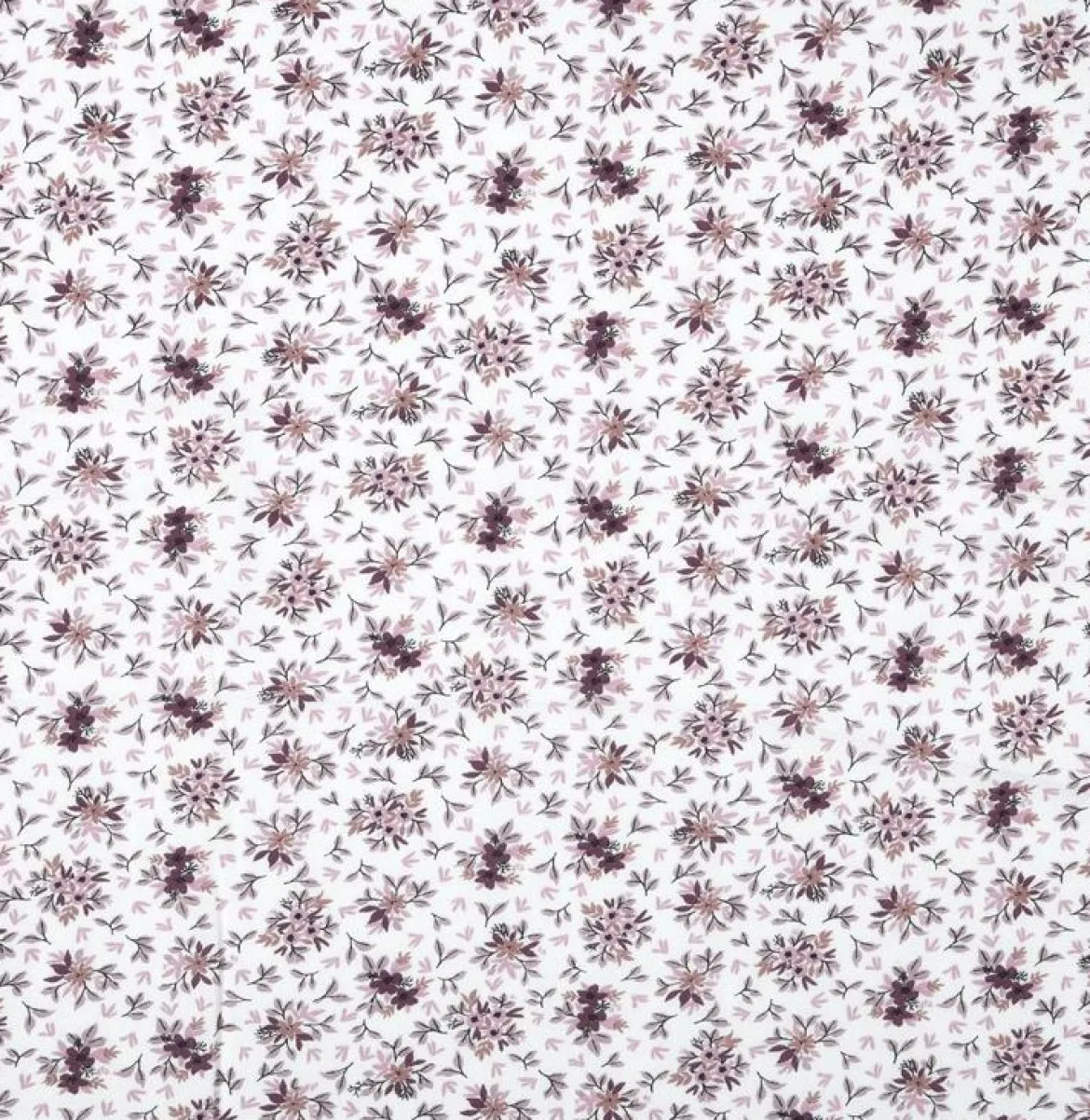 Viskose Stoff für Bekleidung Cleore Streublümchen weiß lila 1,50m Breite