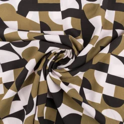 Viskose Stoff für Bekleidung geometrisch abstrakt schwarz grün weiß 1,5m Breite