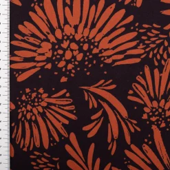 Viskose Stoff für Bekleidung große abstrakte Blüten dunkelblau braun 140cm Stoffbreite