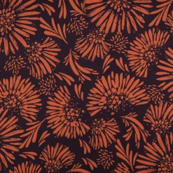 Viskose Stoff für Bekleidung große abstrakte Blüten dunkelblau braun 140cm Stoffbreite