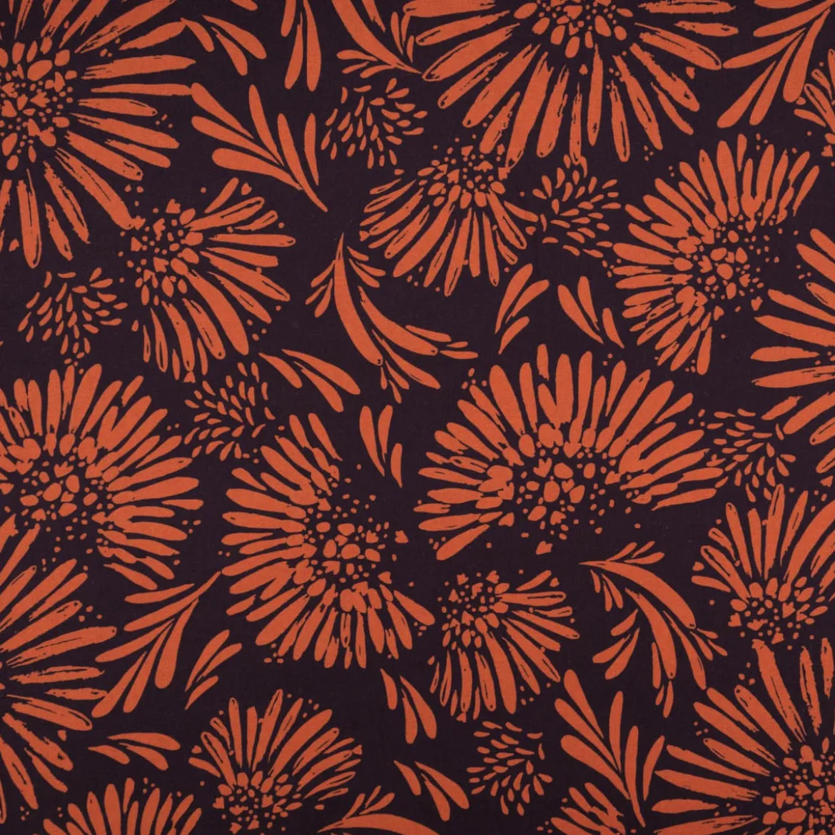 Viskose Stoff für Bekleidung große abstrakte Blüten dunkelblau braun 140cm Stoffbreite