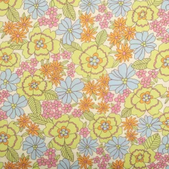 Viskose Stoff für Bekleidung Pastell Blüten grün gelb blau 140cm Stoffbreite