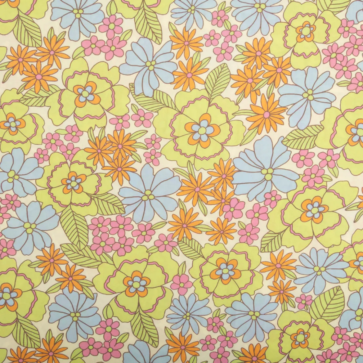 Viskose Stoff für Bekleidung Pastell Blüten grün gelb blau 140cm Stoffbreite