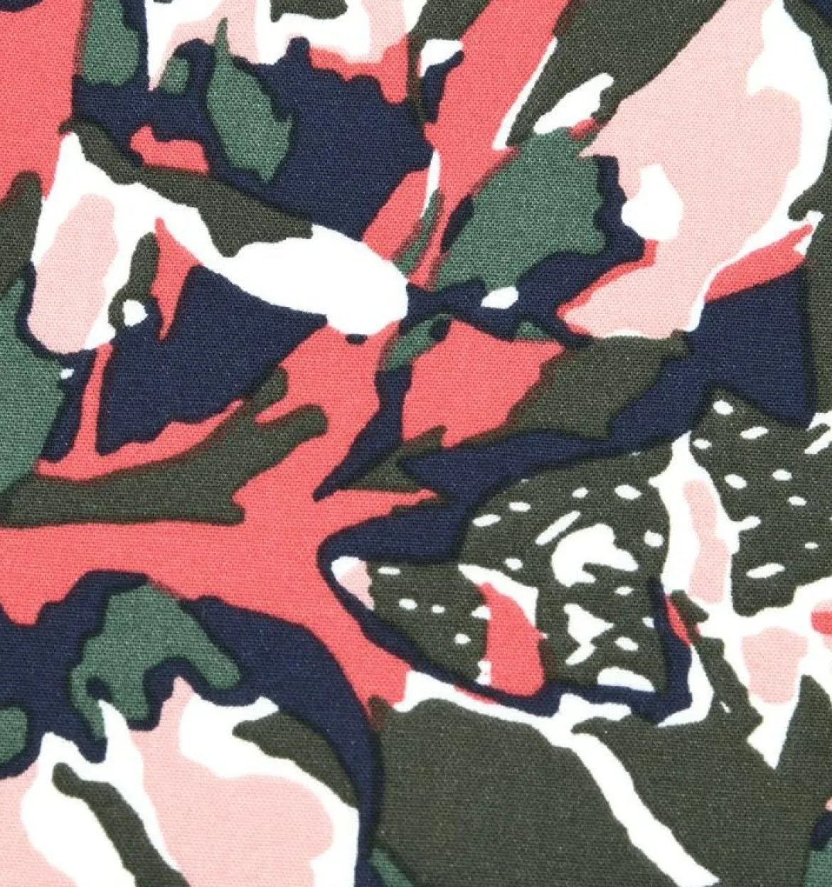 Viskose Stoff für Bekleidung Rox abstrakter Print khakigrün pink rosa 1,50m Breite