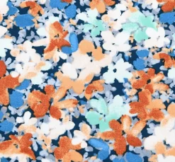Viskose Stoff für Bekleidung Talula Allover Blüten blau orange 1,50m Breite