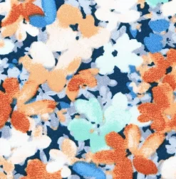 Viskose Stoff für Bekleidung Talula Allover Blüten blau orange 1,50m Breite