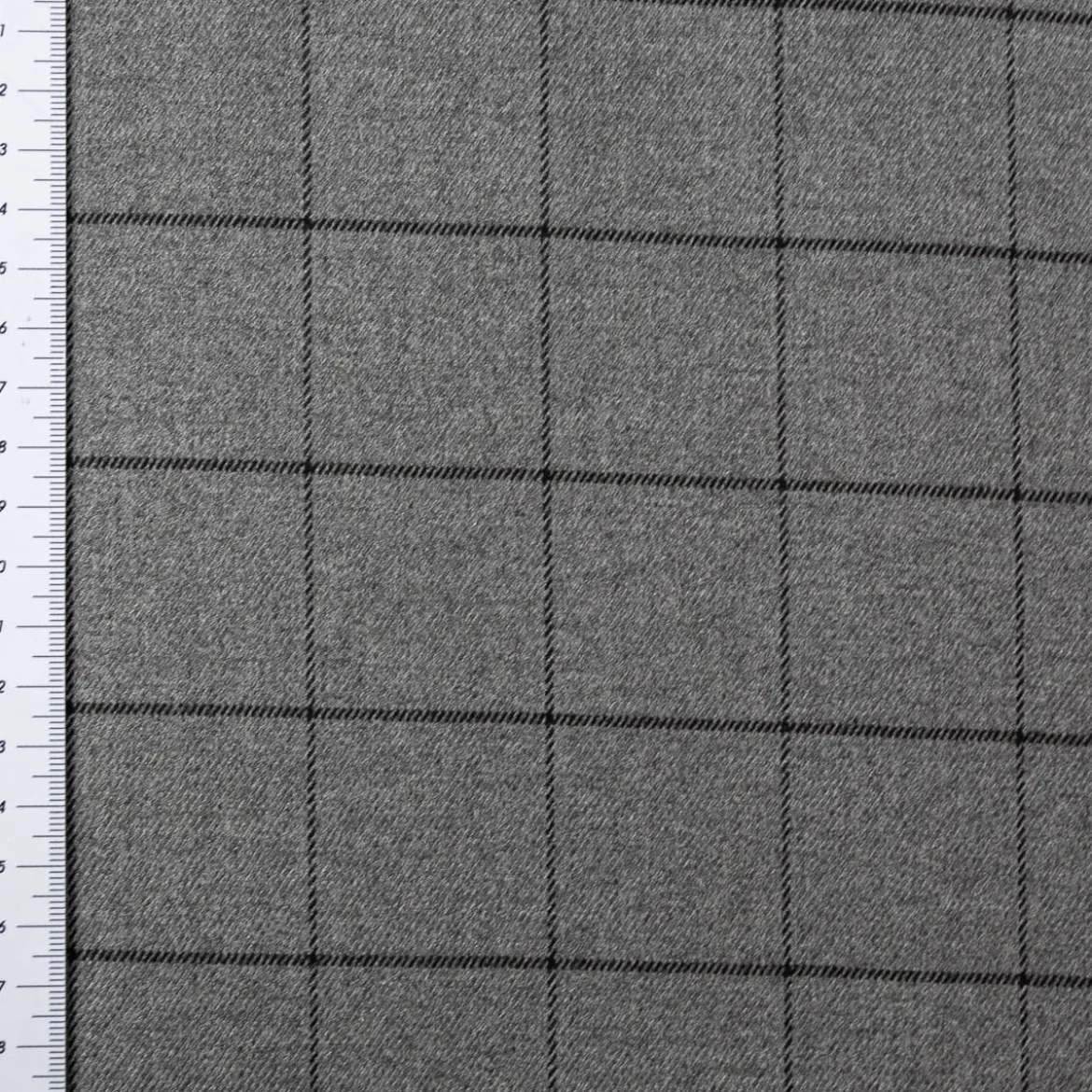 Viskose Stoff Karo Muster feine Linien grau schwarz 1,4m Breite