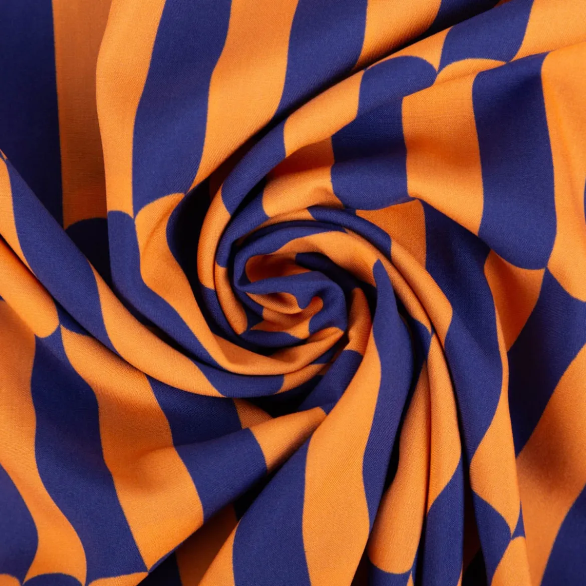Viskose Stoff Lenzing EcoVero™ Retro kobaltblau orange 140 cm Breite