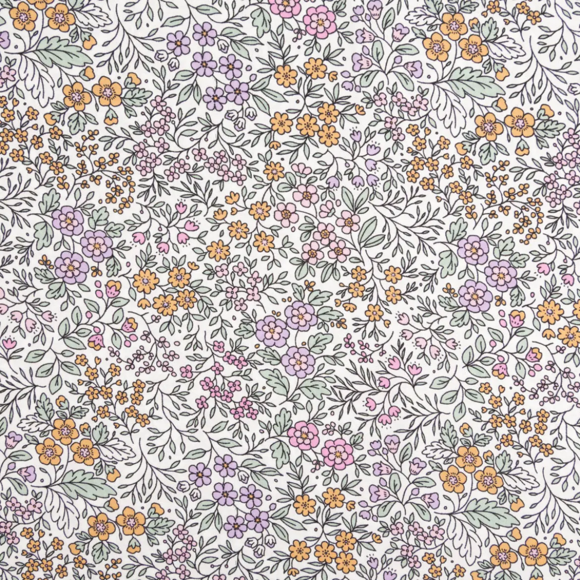Viskose Stoff Lenzing EcoVero™ Blümchen ecru lila rosa gelb 140 cm Breite