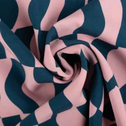 Viskose Stoff Lenzing EcoVero™ Wellen rosa dunkelblau 140 cm Breite