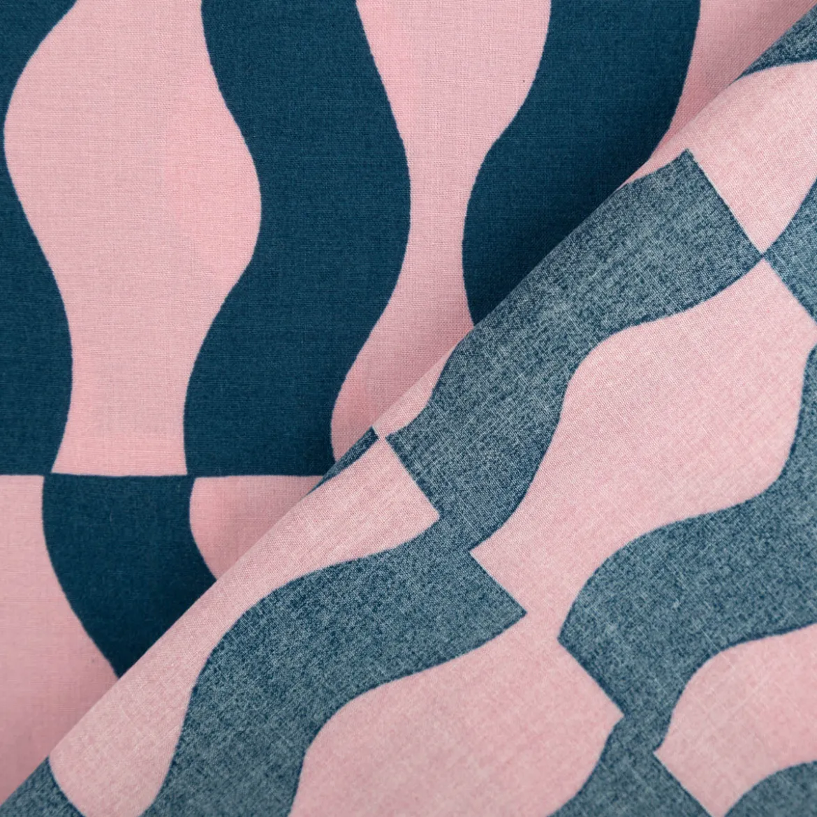 Viskose Stoff Lenzing EcoVero™ Wellen rosa dunkelblau 140 cm Breite