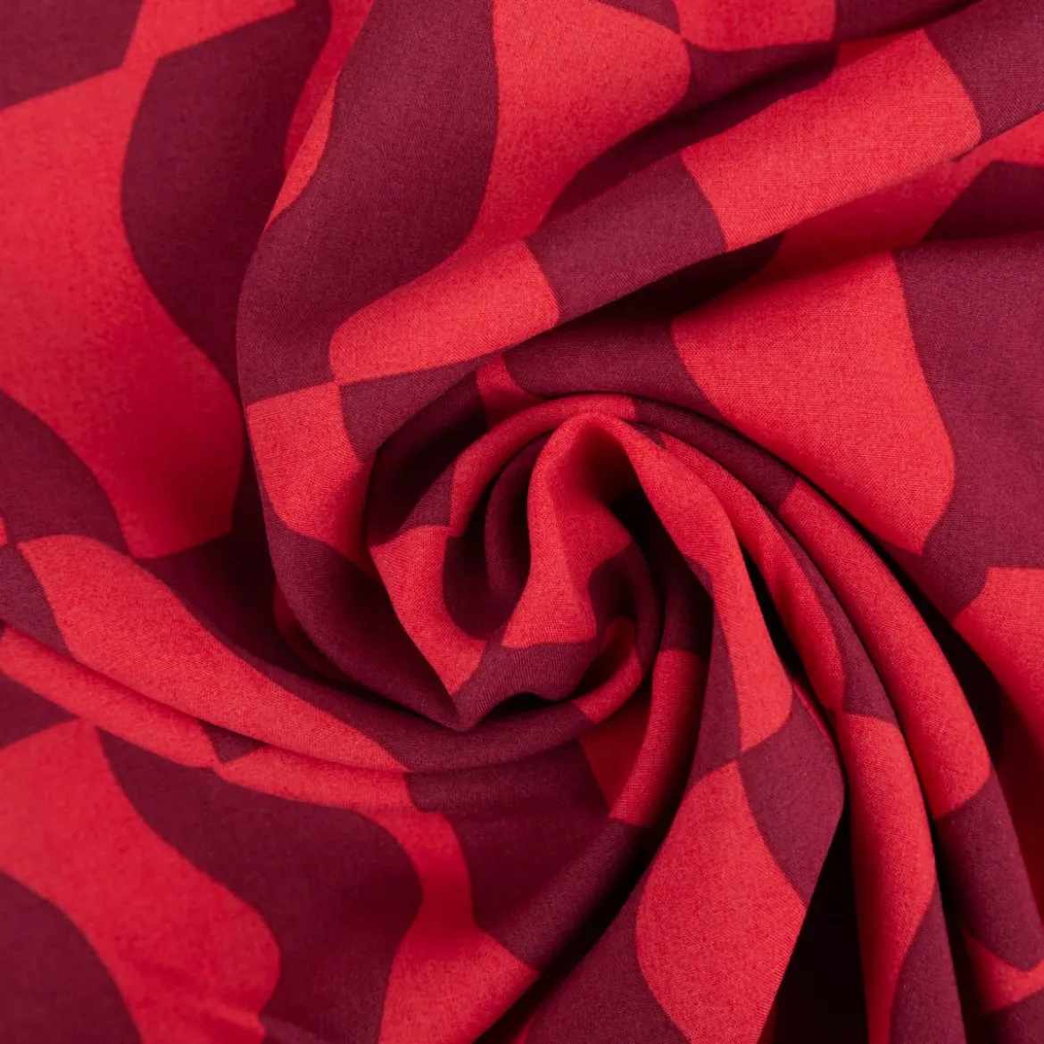 Viskose Stoff Lenzing EcoVero™ Wellen rot 140 cm Breite
