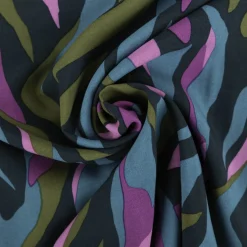 Viskose Stoff Lenzing EcoVero™ Abstract grün pink 1,38m Breite