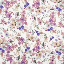 Viskose Stoff Lurex Digital Flowers weiß rosa gold 1,43m Breite