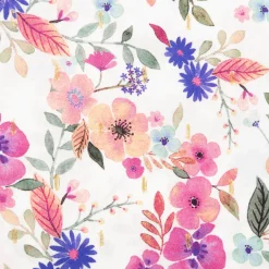 Viskose Stoff Lurex Digital Flowers weiß rosa gold 1,43m Breite