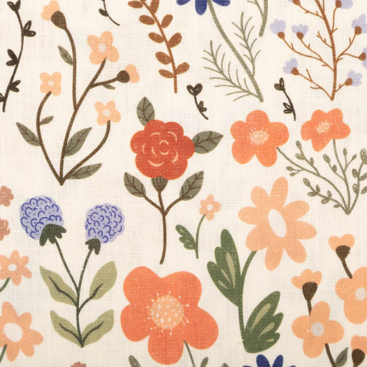 Viskose Stoff mit 42% Leinenanteil Blumen beige bunt 1,43cm Breite