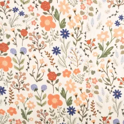 Viskose Stoff mit 42% Leinenanteil Blumen beige bunt 1,43cm Breite