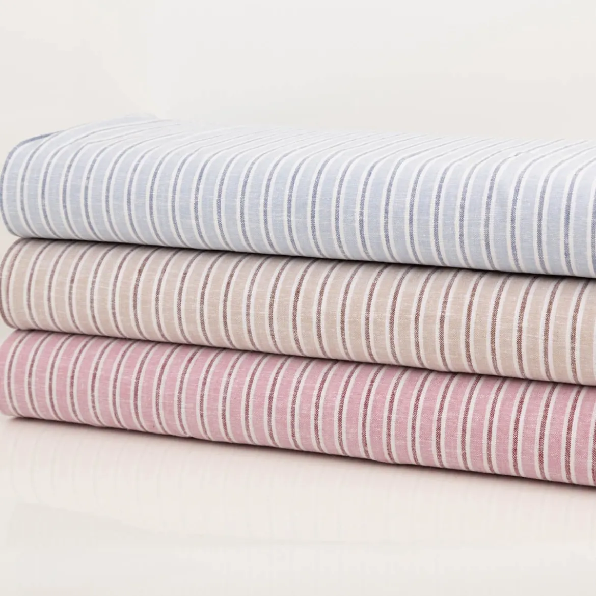 Viskose Stoff mit 30% Leinenanteil Streifen rosa 137cm Breite