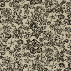 Viskose Stoff mit 30% Leinenanteil abstrakte Blumen natur schwarz 134cm Breite
