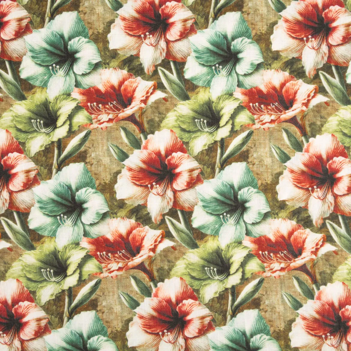 Viskose Stoff mit 42% Leinenanteil Alazela Blumen grün pink türkis 1,43cm Breite