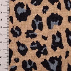Viskose Stoff mit 30% Leinen Leo beige blau schwarz 1,34cm Breite