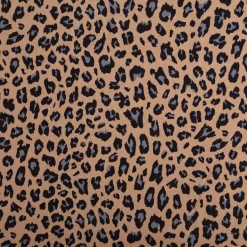 Viskose Stoff mit 30% Leinen Leo beige blau schwarz 1,34cm Breite