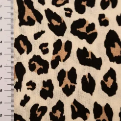 Viskose Stoff mit 30% Leinen Leo ecru schwarz braun 1,34cm Breite